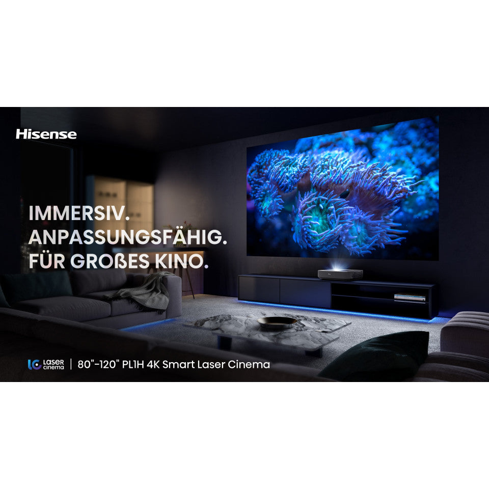 Hisense PL1 Laser TV Bundle (PL1 Ultrakurzdistanz-Beamer + Ultrakurzdistanz-Leinwand DLT100-B1 100 Zoll)